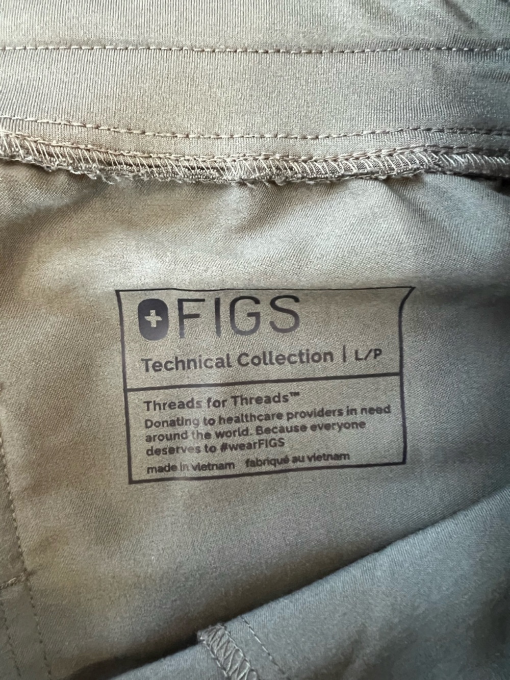 FIGS Zamora Jogger Scrub Pants in Olive Green w/ Orange Drawstring, size L/P - Picture 7 of 8